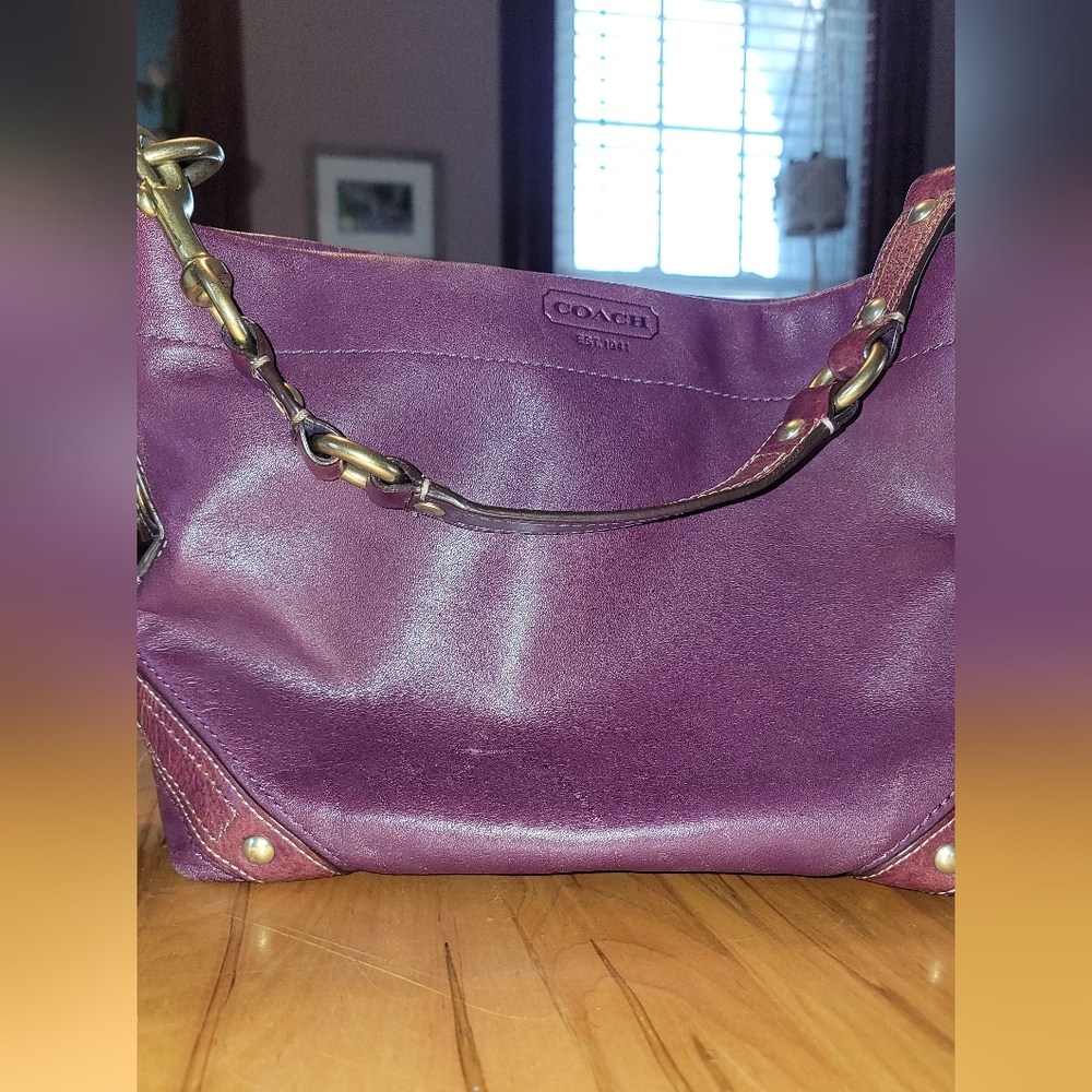 Vintage Coach Carly Burgundy Leather Shoulder Bag